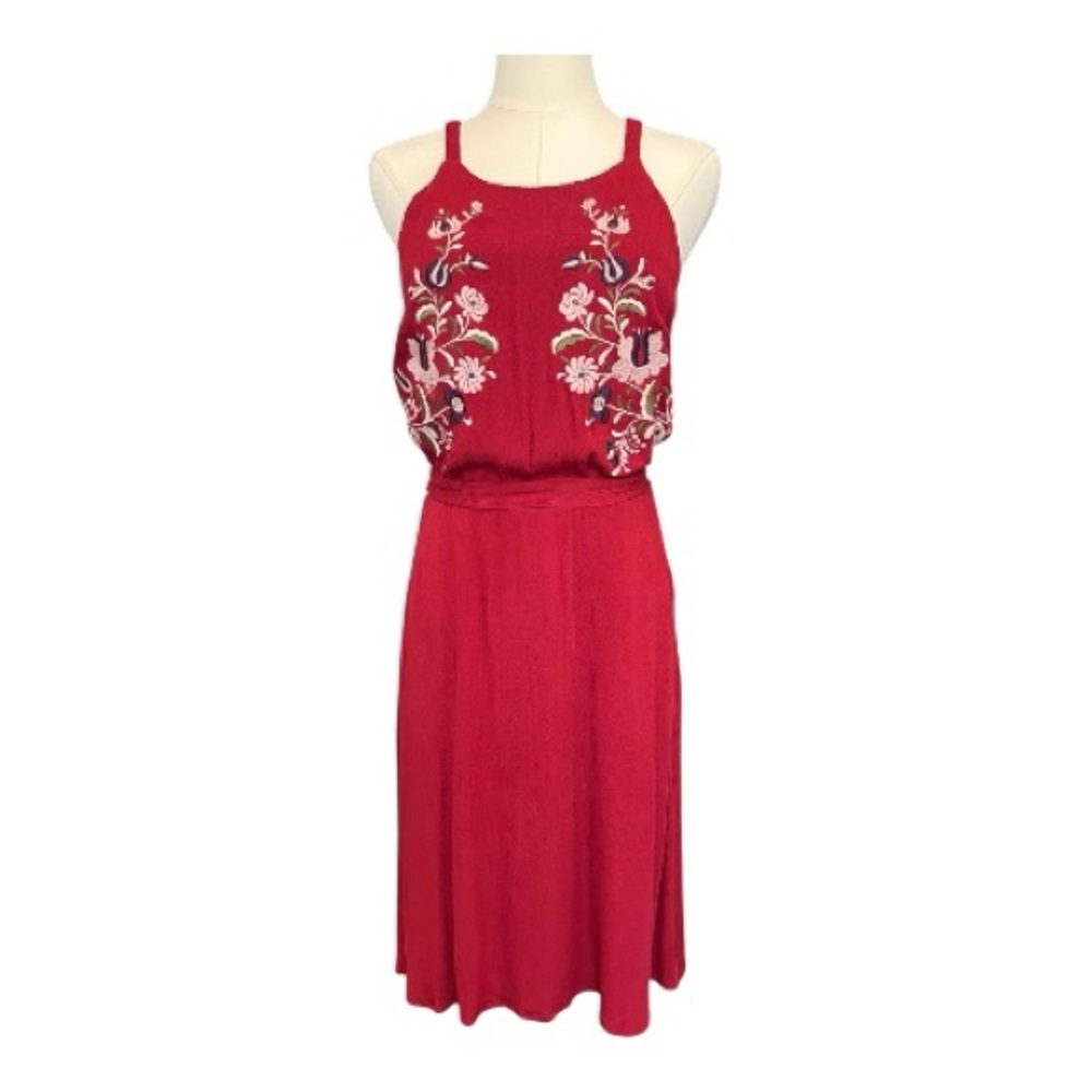 🍷✨ EUC KUT FROM THE KLOTH ‘Elise’ Burgundy Embroidered Halter Dress | Sz 6